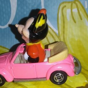 Vtg. Minnie Mouse Driving Pink VW.